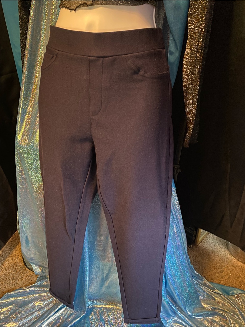 Women's Navy Cropped Ponte Pants - Stretch Ankle Trousers